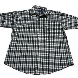 Wrangler Gray/White/Black Plaid Shirt Size XXL